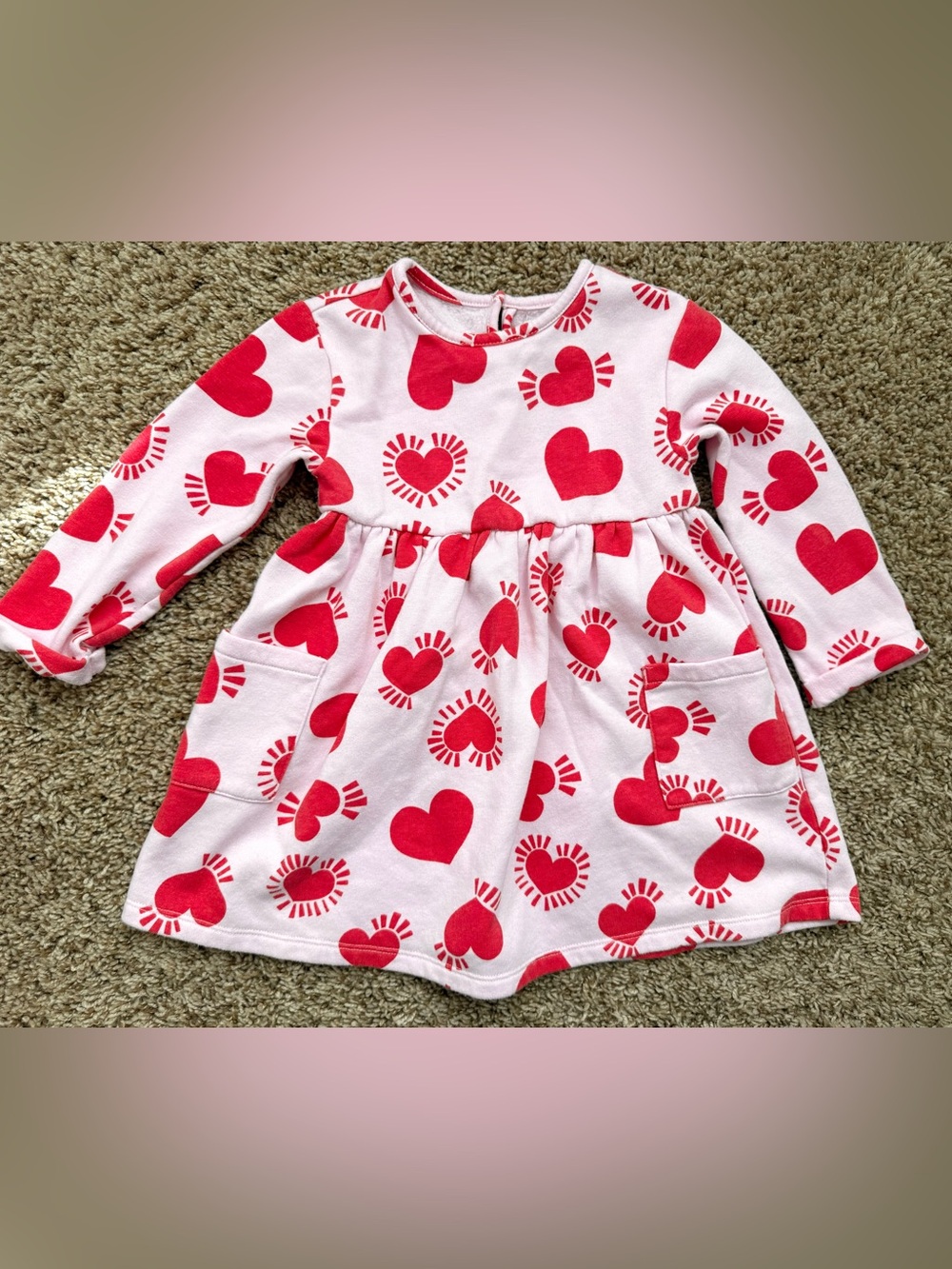 Old Navy Pink Heart Sweatshirt Dress Size 3T